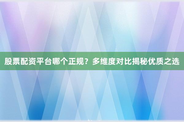 股票配资平台哪个正规？多维度对比揭秘优质之选