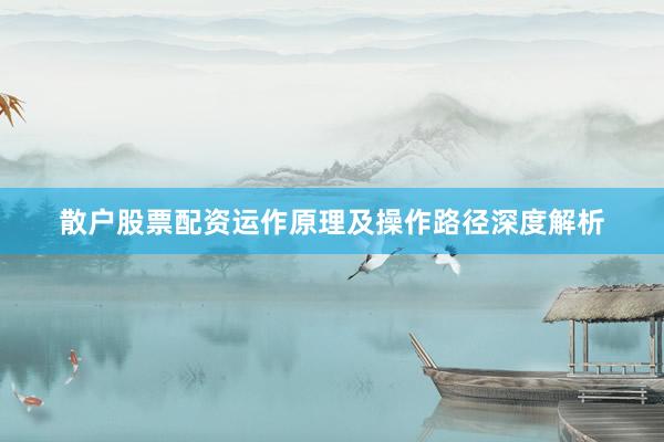 散户股票配资运作原理及操作路径深度解析