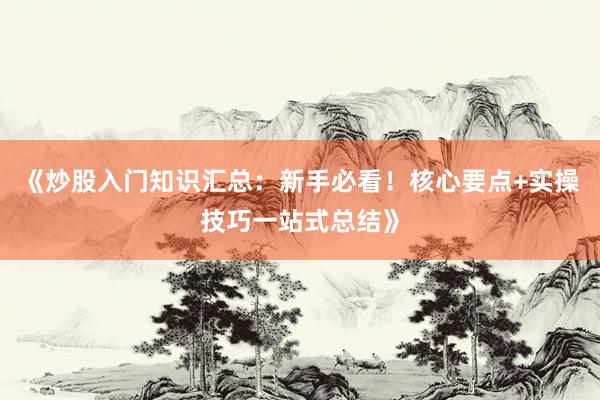 《炒股入门知识汇总：新手必看！核心要点+实操技巧一站式总结》