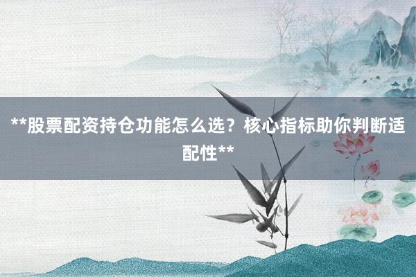 **股票配资持仓功能怎么选？核心指标助你判断适配性**